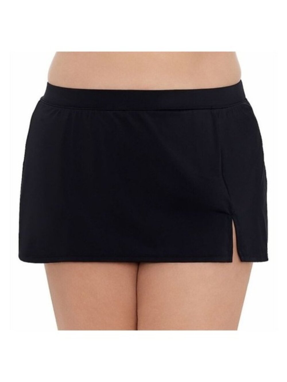 NWT BAL HARBOUR PLUS 3X TUMMY CONTROL SWIM SLIT BRIEF SKIRT SKIRTINI BLACK
